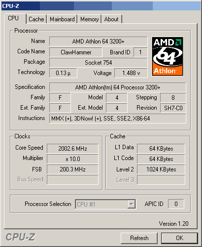 Socket 754. AMD Athlon 64 3200+.  CoolnQuiet